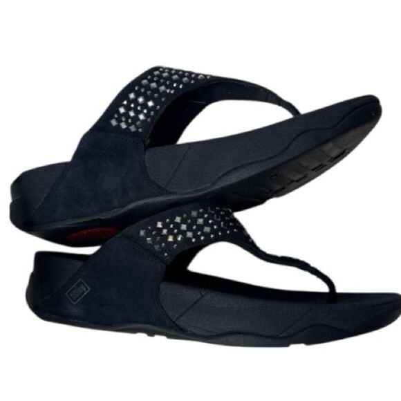 Fitflop Black Rhinestone Embellished Sandals. Size 7. - Picture 3 of 7